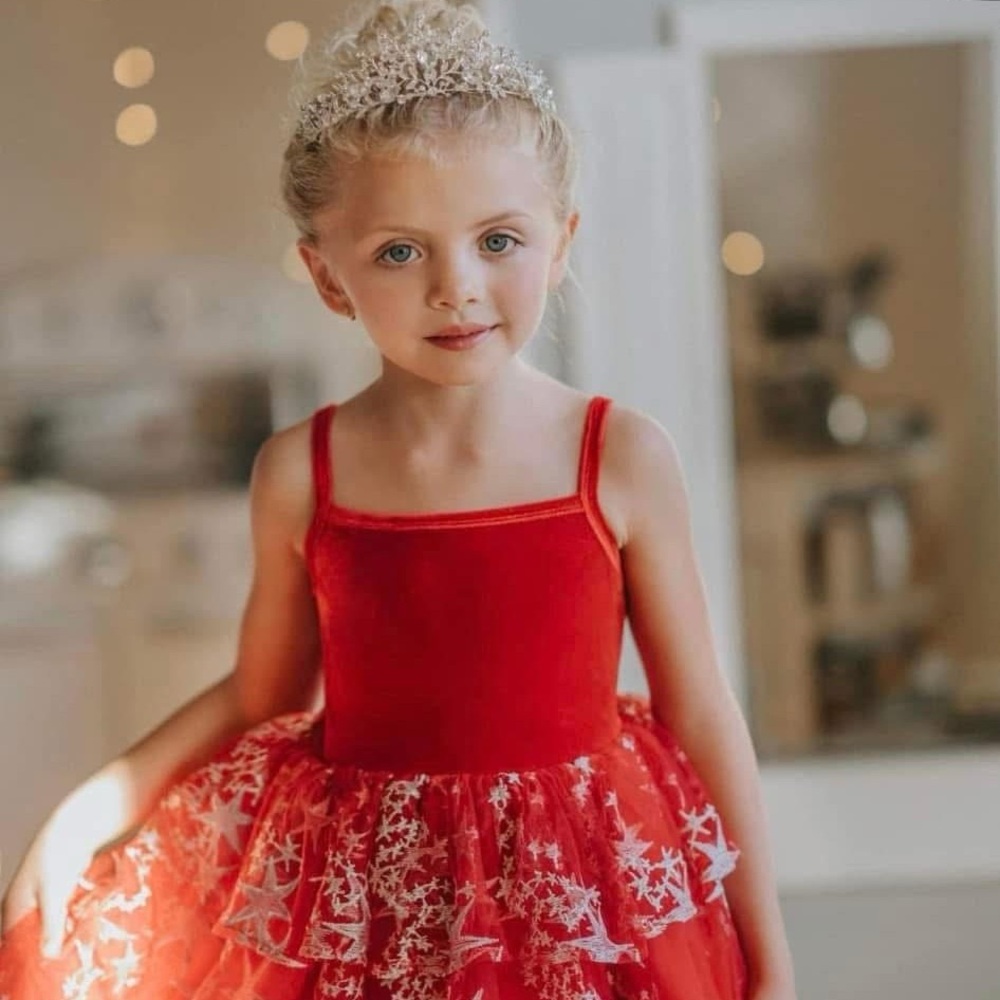Oh Shana! Girls Red Wine Starry Tulle Dress size 6